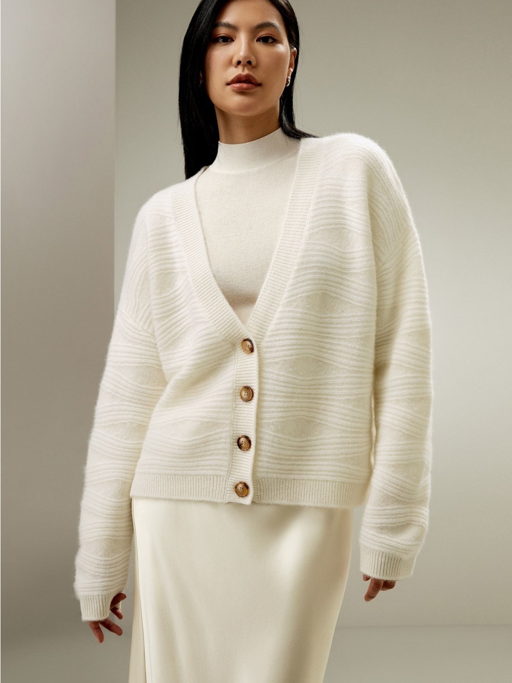 Lilysilk Water Ripple Cashmere Cardigan